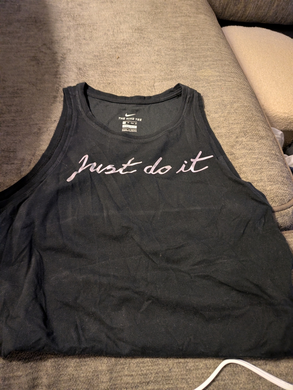 Nike Black Tank Top with Pink "Just Do It" Script